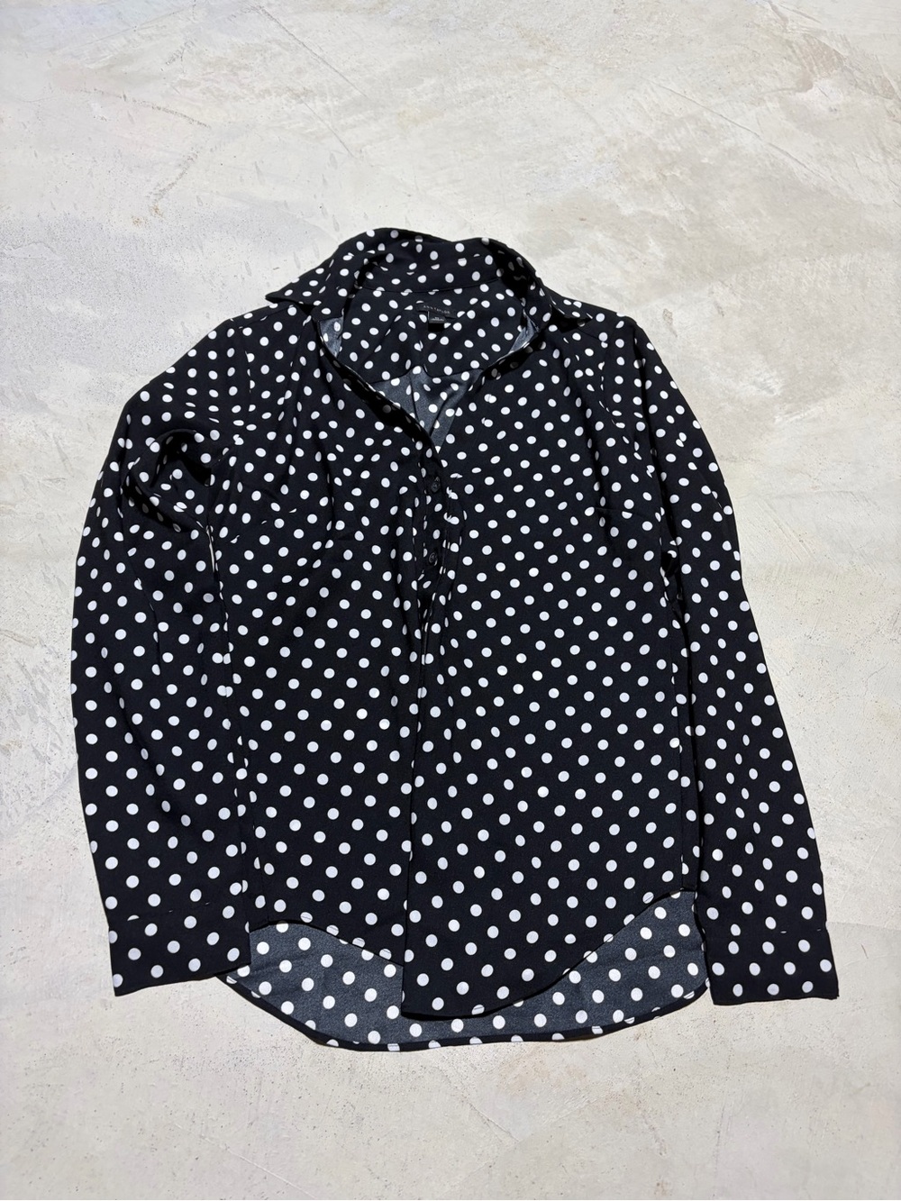 Ann taylor Polka Dot Button-Up Shirt Black/White XS